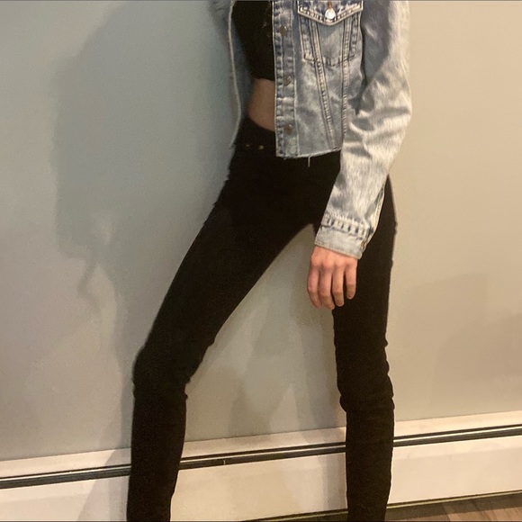 Black Corduroy pants with flower detailing!!! - Picture 3 of 4